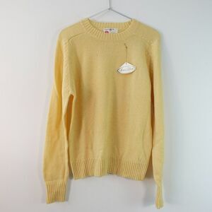 Vintage Sears Sweater Men L Wool Solid Basic Yellow Warm Preppy Cozy Retro